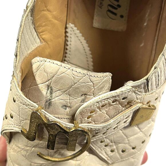 MAURI Genuine Alligator Cream White Dress Shoes 12 M 2503 154 RARE! VERY WORN main image 4
